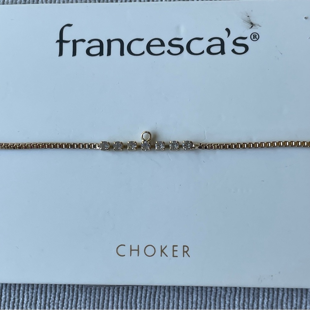 Francesca’s mini stud choker necklace (gold color chain) NWT